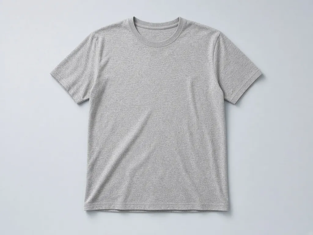 Heather grey unisex jersey t-shirt laid flat